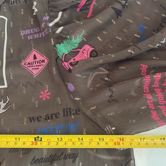 Vilagallo Edina sheer hidden button puff long sleeve Ski You Later blouse skiing - Picture 14 of 16